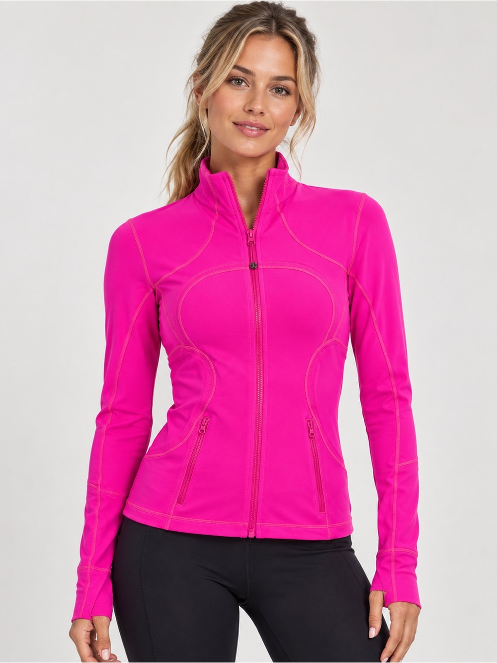 Lululemon Define Jacket Hot Pink Fuchsia Full Zip Thumbhole Athletic Jacket - S
